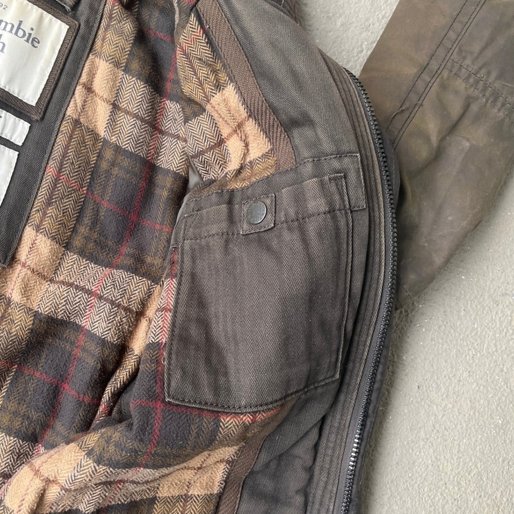 VTG Abercrombie & Fitch Redfield Jacket Mens M Waxed Cotton Flannel Lined Brown - Picture 5 of 16